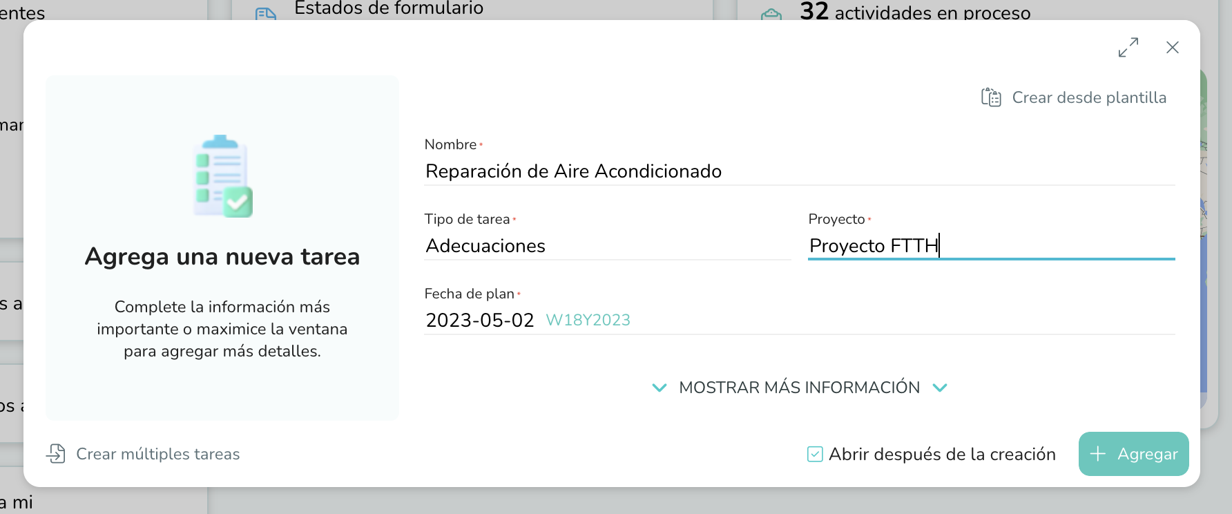 Crear tareas