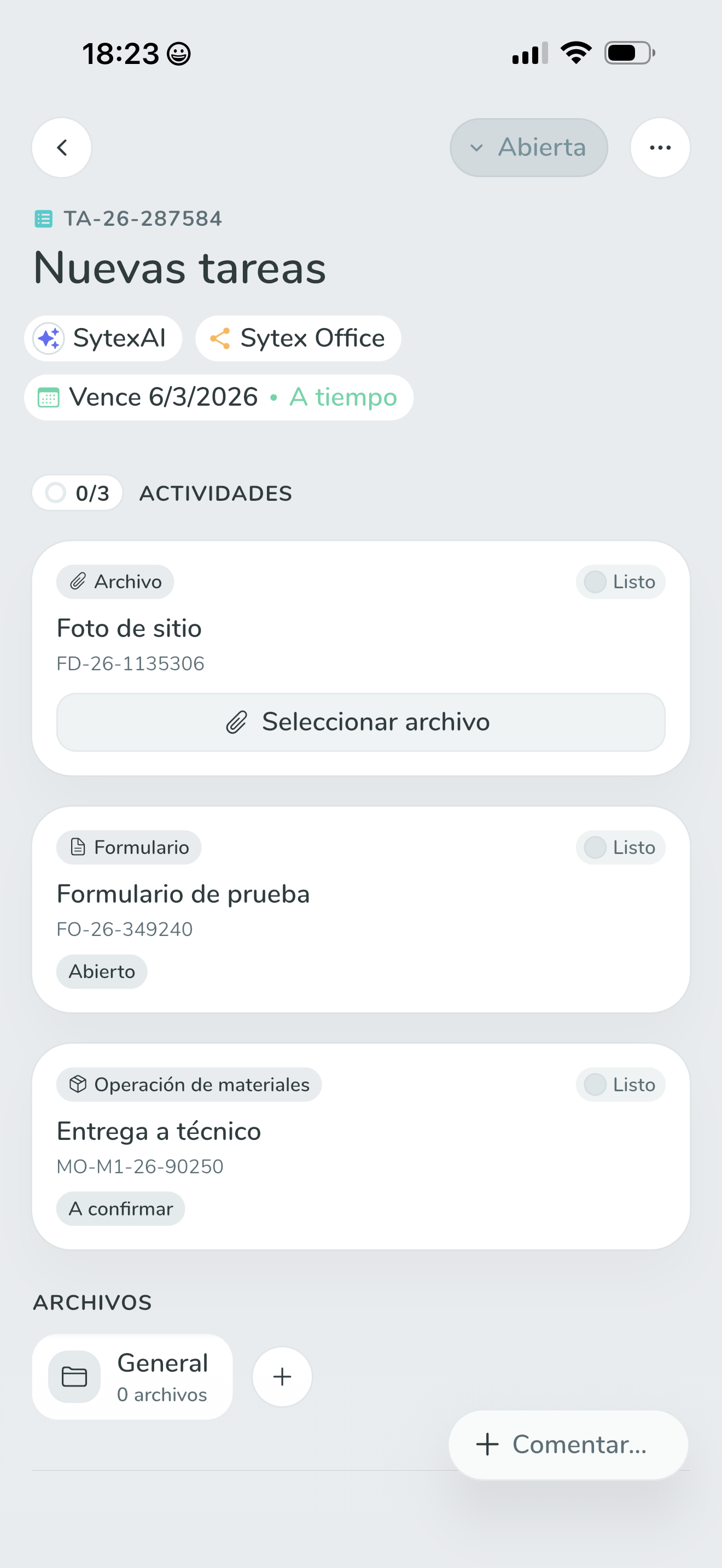 Nuevas tareas - Guía para técnicos