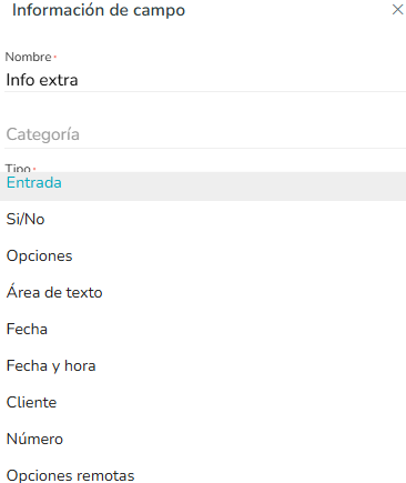 Tipos de campos adicionales